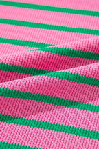 Sweaters Love Salve Pink Stripe Plus Size Women's Sweatshirt Cozy Waffle Knit Crew Neck