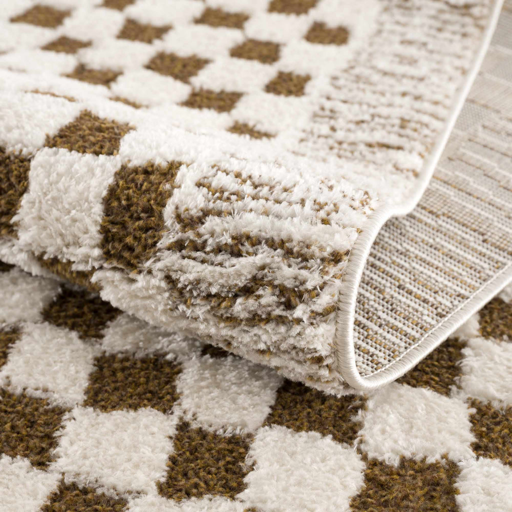Leryn Brown Checkered Plush Rug