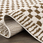 Leryn Brown Checkered Plush Rug
