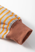 Pants Love Salve Brown Stripe Oversized Women's Sweatshirt Daily Wear Casual Style