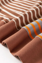 Pants Love Salve Brown Stripe Oversized Women's Sweatshirt Daily Wear Casual Style