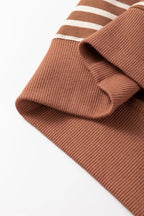 Pants Love Salve Brown Stripe Oversized Women's Sweatshirt Daily Wear Casual Style